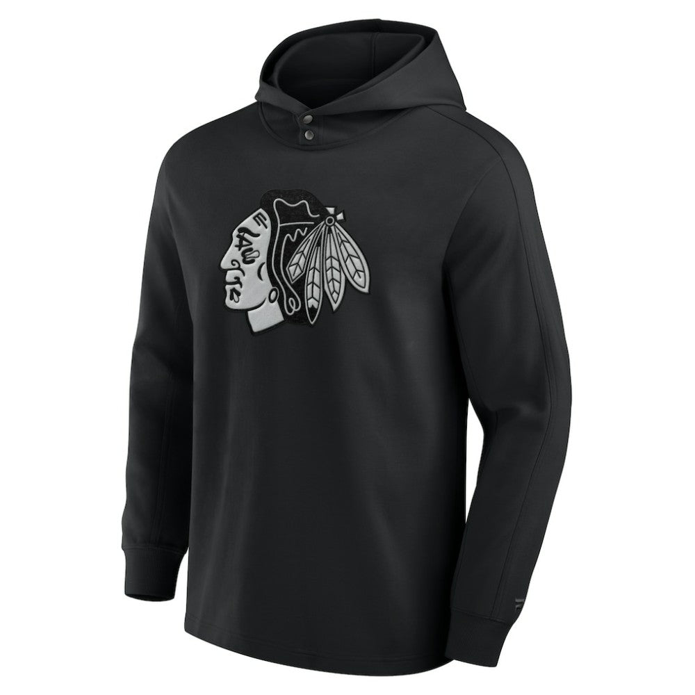 Chicago Blackhawks Fanatics Elements Blaze Tri-Blend Long Sleeve Hoodie T-Shirt - Black - NHL