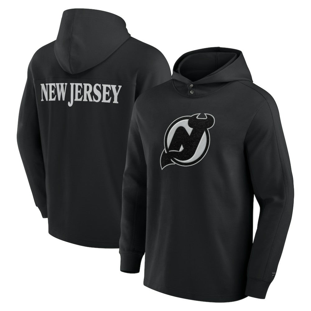 New Jersey Devils Fanatics Elements Blaze Tri-Blend Long Sleeve Hoodie T-Shirt - Black - NHL