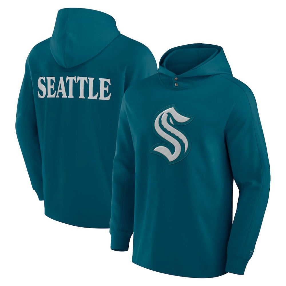 Seattle Kraken Fanatics Elements Blaze Tri-Blend Long Sleeve Hoodie T-Shirt - Teal - NHL