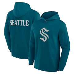 Seattle Kraken Fanatics Elements Blaze Tri-Blend Long Sleeve Hoodie T-Shirt - Teal - NHL