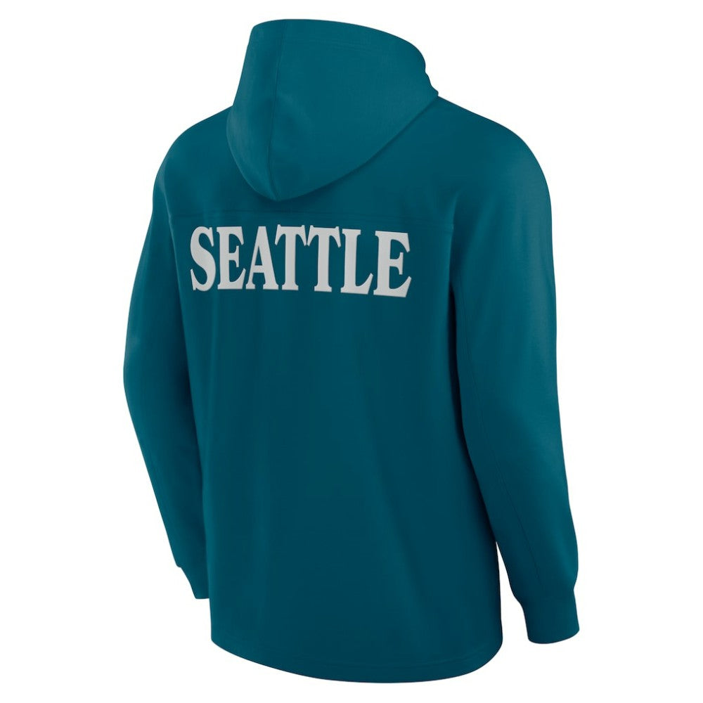 Seattle Kraken Fanatics Elements Blaze Tri-Blend Long Sleeve Hoodie T-Shirt - Teal - NHL