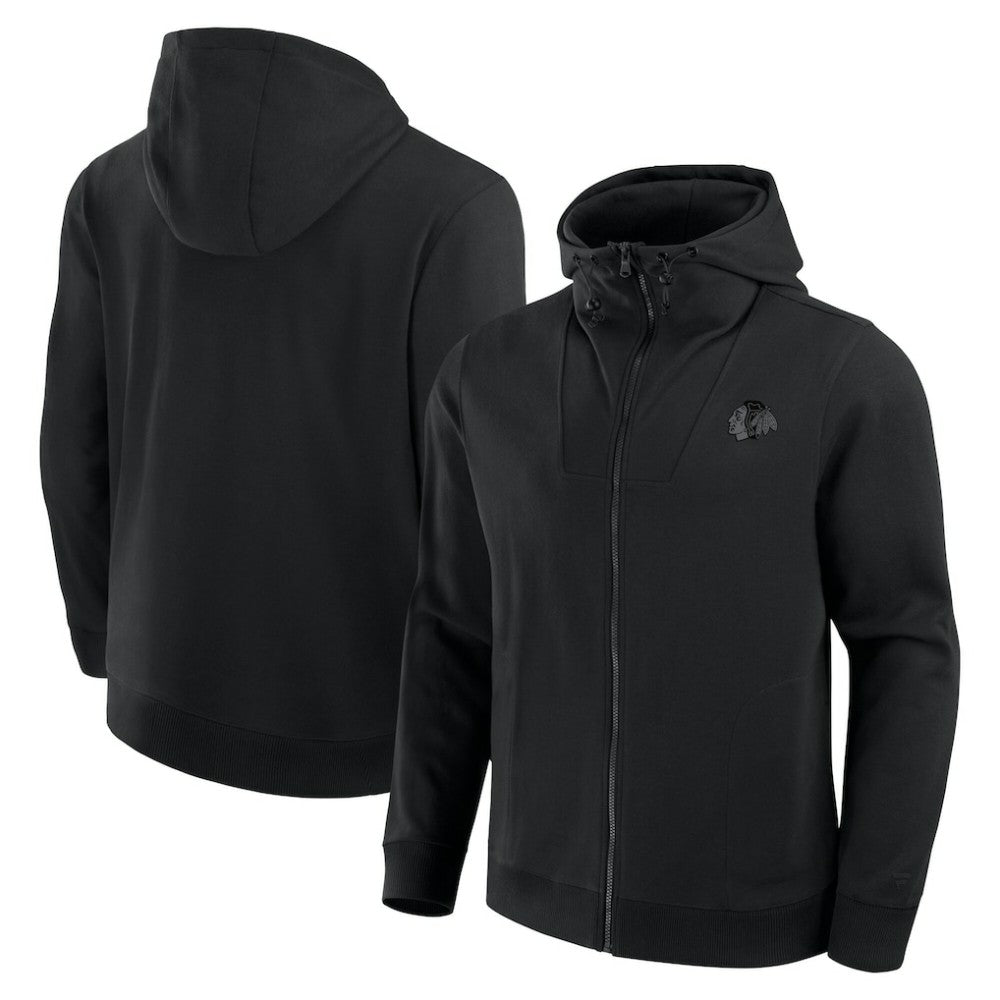Chicago Blackhawks Fanatics Elements Tonal Primary Tri-Blend Full-Zip Hoodie - Black - NHL