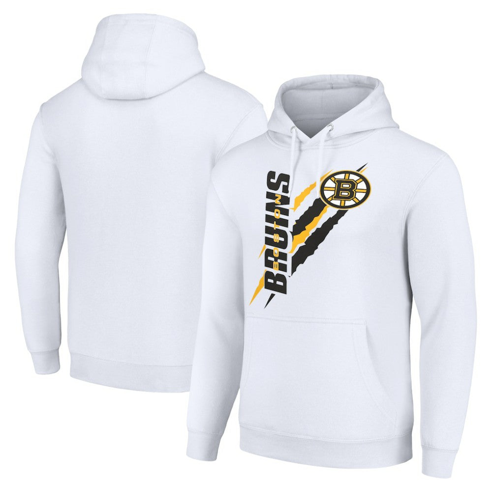 Boston Bruins Starter Color Scratch Fleece Pullover Hoodie - White - NHL