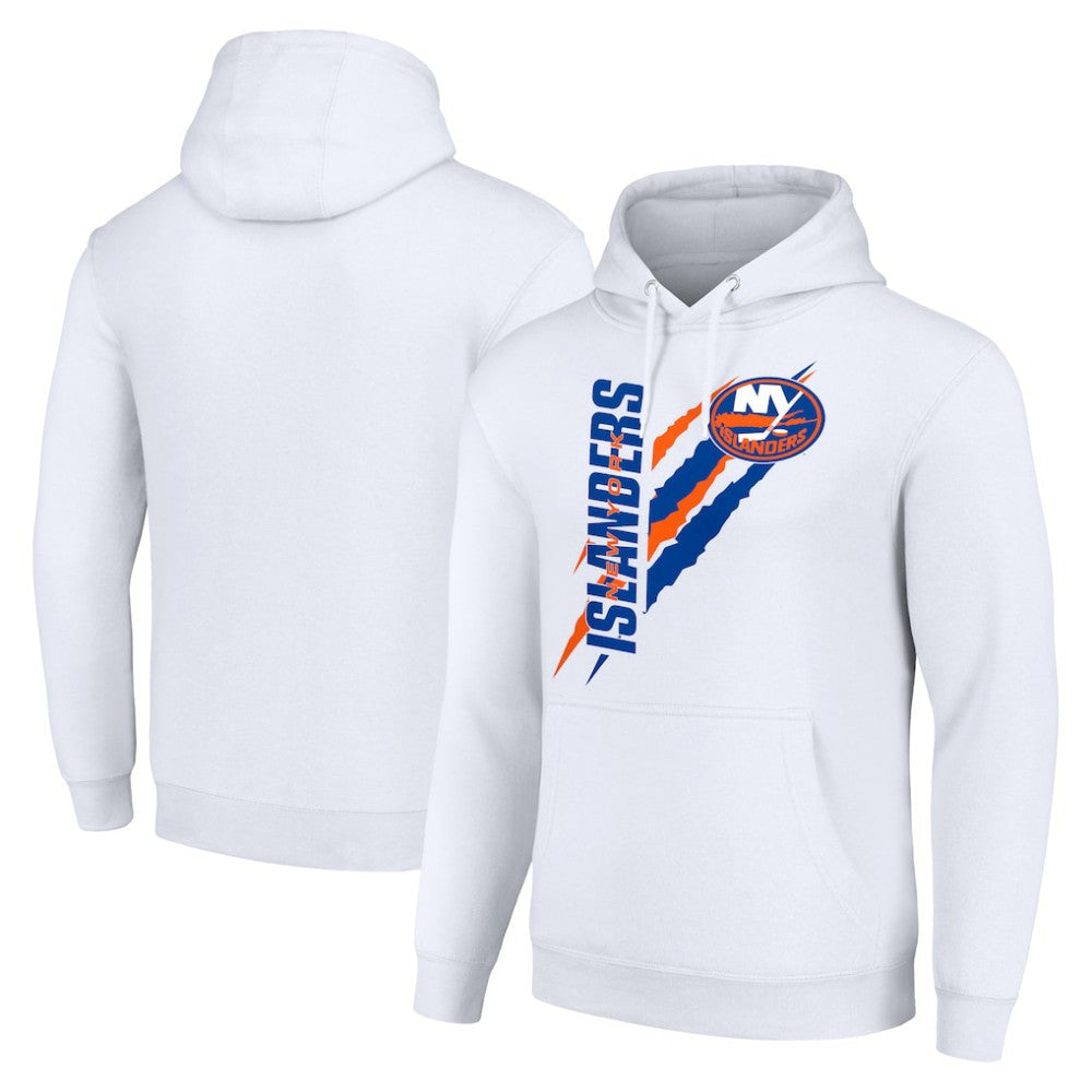 New York Islanders Starter Color Scratch Fleece Pullover Hoodie - White - NHL