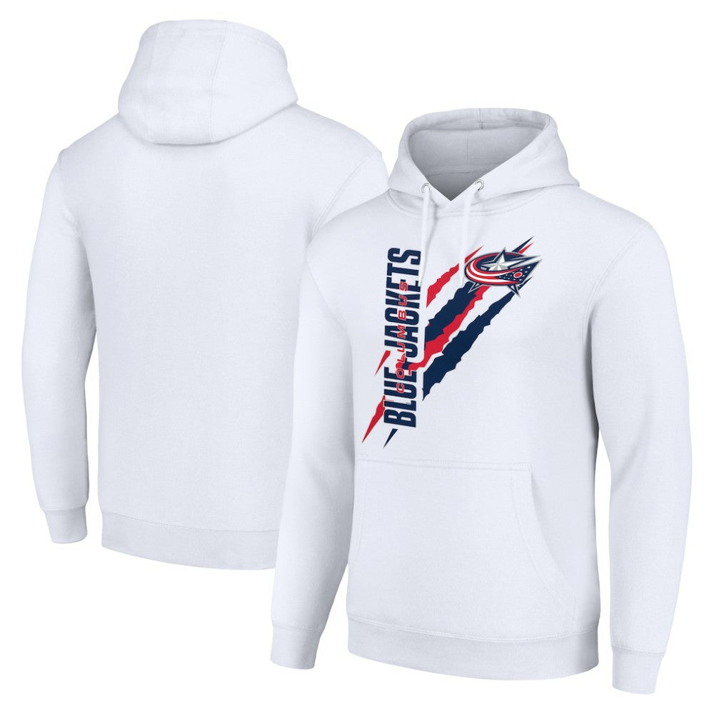 Columbus Blue Jackets Starter Color Scratch Fleece Pullover Hoodie - White - NHL