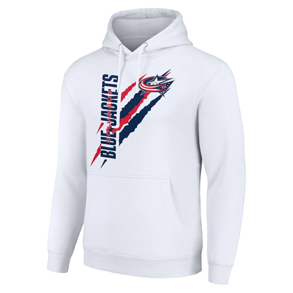 Columbus Blue Jackets Starter Color Scratch Fleece Pullover Hoodie - White - NHL