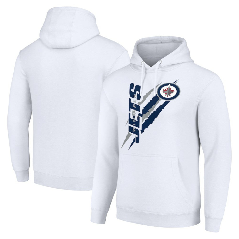 Winnipeg Jets Starter Color Scratch Fleece Pullover Hoodie - White - NHL