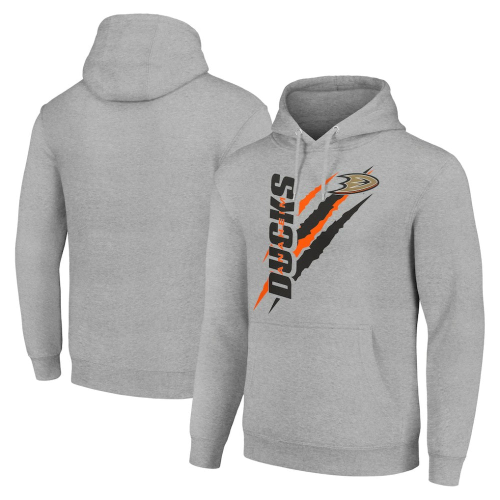 Anaheim Ducks Starter Color Scratch Fleece Pullover Hoodie - Heather Gray - NHL