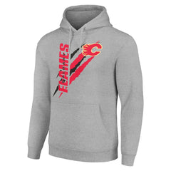 Calgary Flames Starter Color Scratch Fleece Pullover Hoodie - Heather Gray - NHL