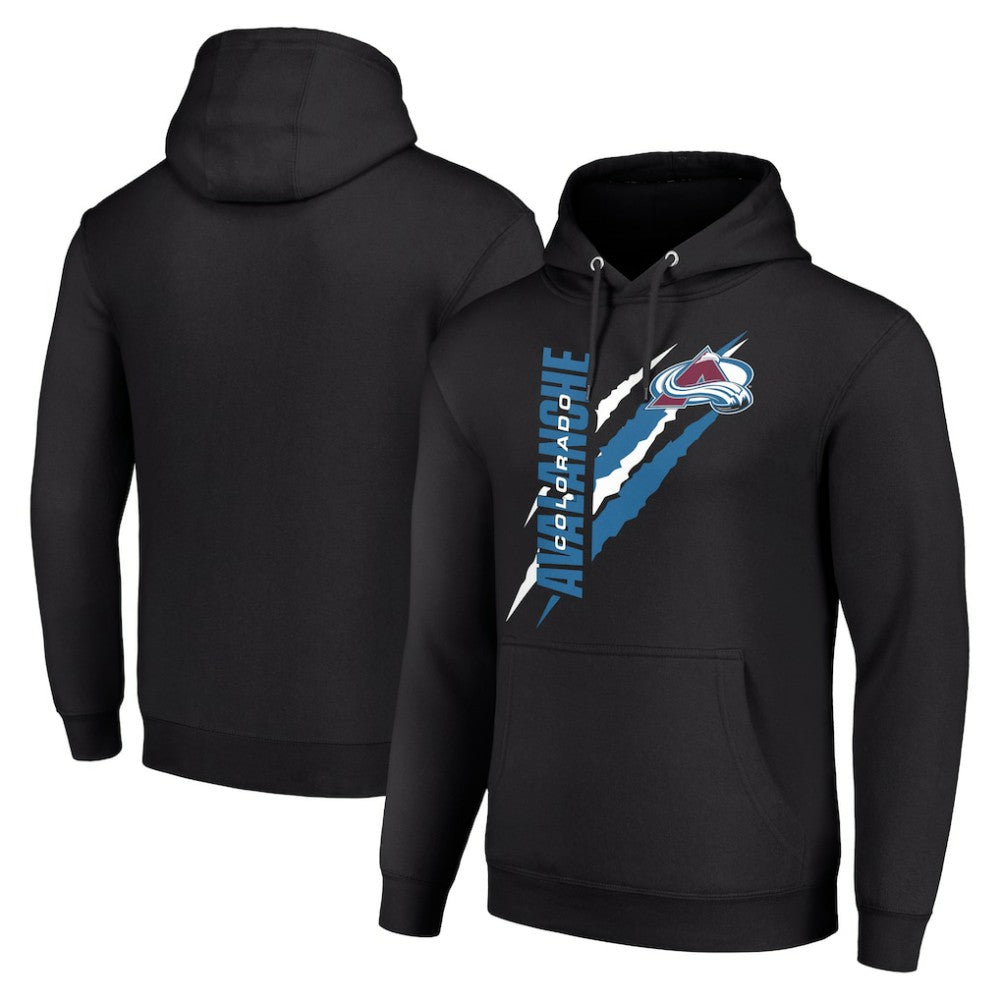 Colorado Avalanche Starter Color Scratch Fleece Pullover Hoodie - Black - NHL