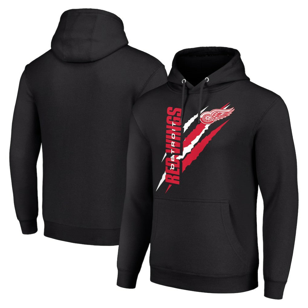 Detroit Red Wings Starter Color Scratch Fleece Pullover Hoodie - Black - NHL