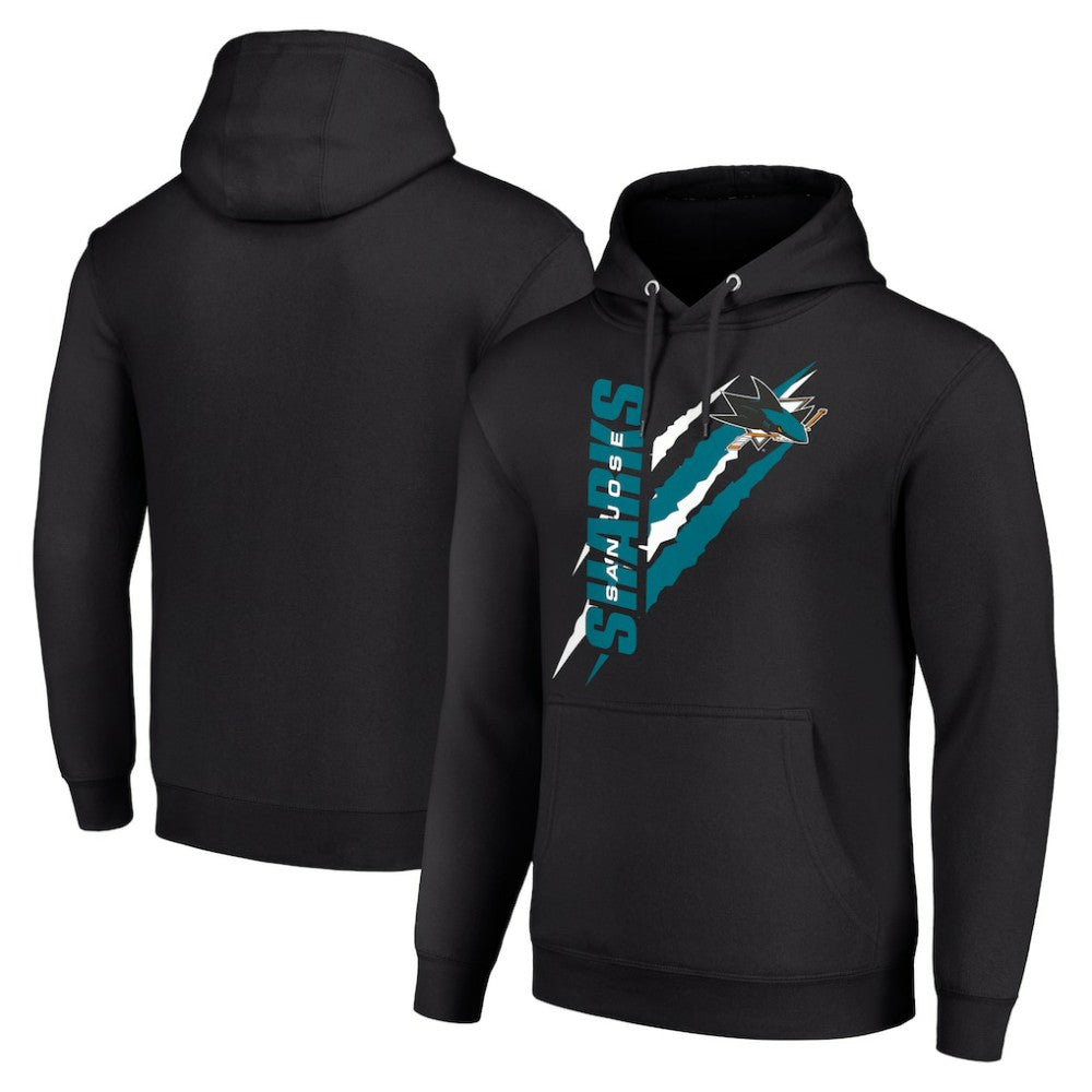 San Jose Sharks Starter Color Scratch Fleece Pullover Hoodie - Black - NHL