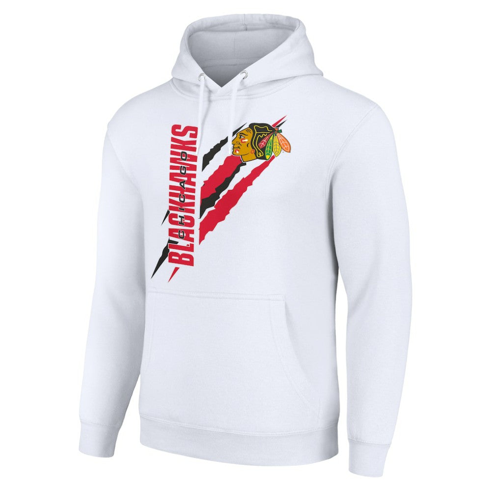 Chicago Blackhawks Starter Color Scratch Fleece Pullover Hoodie - White - NHL