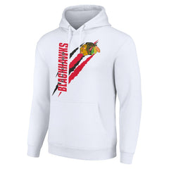 Chicago Blackhawks Starter Color Scratch Fleece Pullover Hoodie - White - NHL