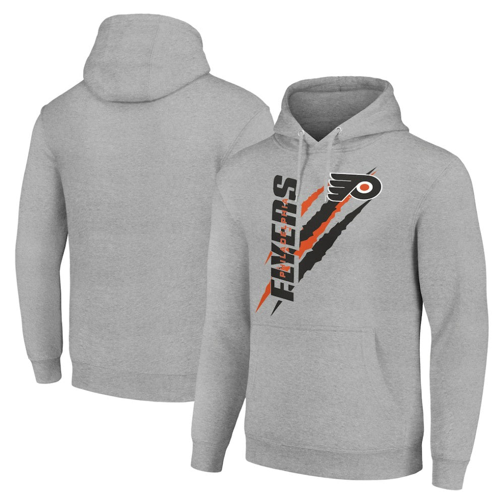 Philadelphia Flyers Starter Color Scratch Fleece Pullover Hoodie - Heather Gray - NHL
