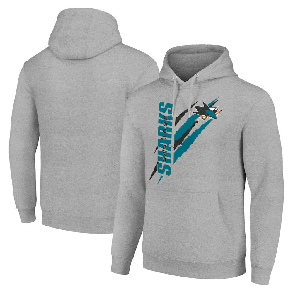 San Jose Sharks Starter Color Scratch Fleece Pullover Hoodie - Heather Gray - NHL