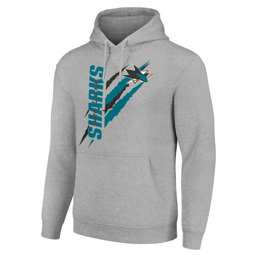 San Jose Sharks Starter Color Scratch Fleece Pullover Hoodie - Heather Gray - NHL