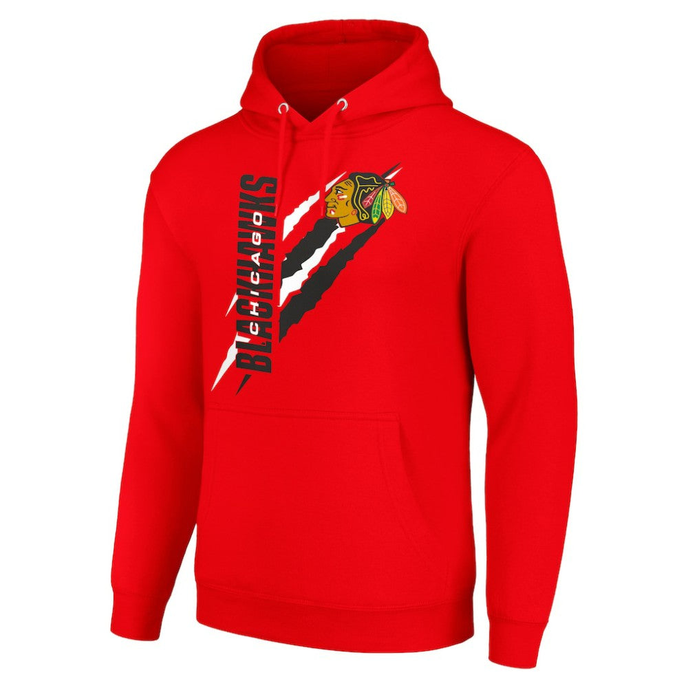 Chicago Blackhawks Starter Color Scratch Fleece Pullover Hoodie - Red - NHL