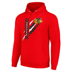 Chicago Blackhawks Starter Color Scratch Fleece Pullover Hoodie - Red - NHL