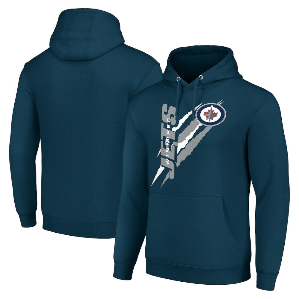 Winnipeg Jets Starter Color Scratch Fleece Pullover Hoodie - Blue - NHL