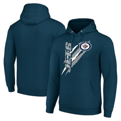 Winnipeg Jets Starter Color Scratch Fleece Pullover Hoodie - Blue - NHL