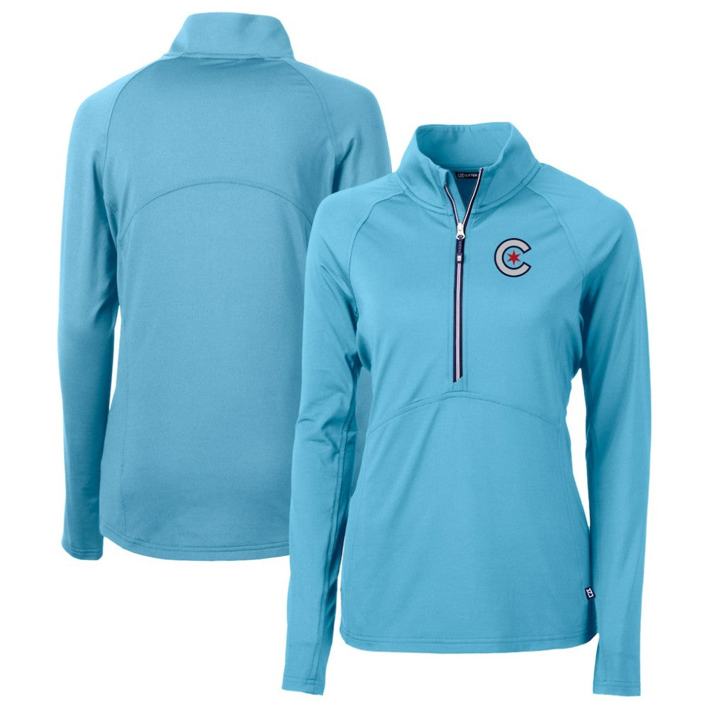 Chicago Cubs Cutter & Buck Women's City Connect Adapt Eco Knit Recycled Half-Zip Pullover Top - MLB