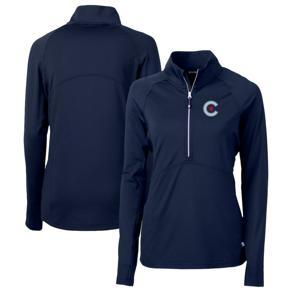Chicago Cubs Cutter & Buck Women's City Connect Adapt Eco Knit Recycled Half-Zip Pullover Top - MLB