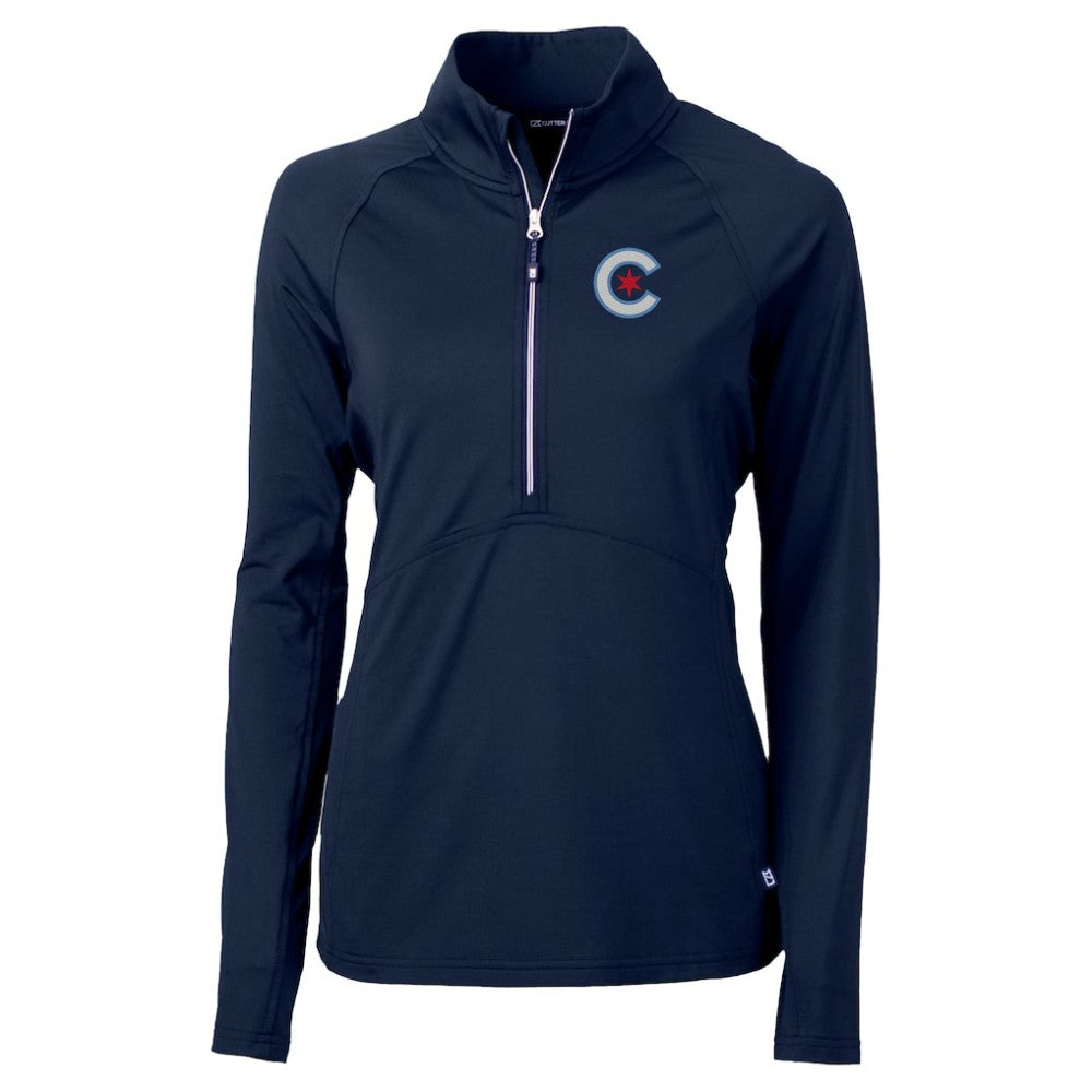 Chicago Cubs Cutter & Buck Women's City Connect Adapt Eco Knit Recycled Half-Zip Pullover Top - MLB