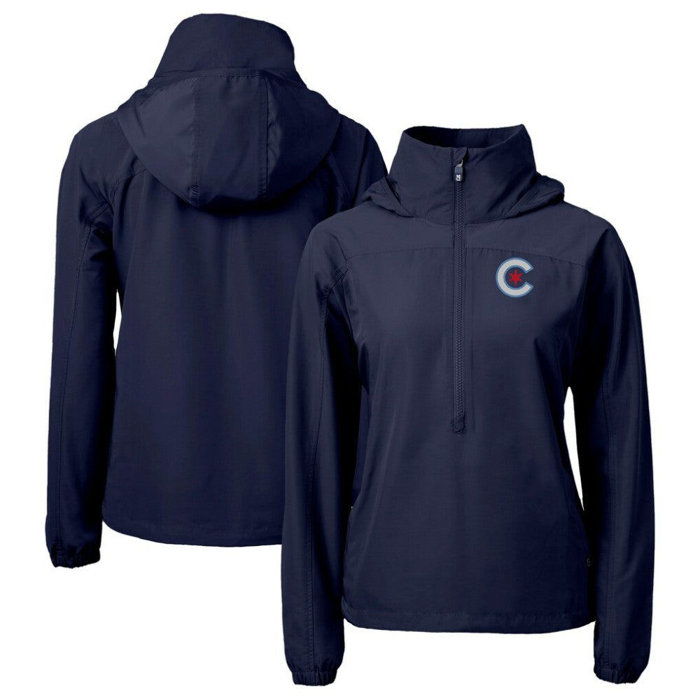 Chicago Cubs Cutter & Buck Women's City Connect Charter Eco Recycled Half-Zip Anorak Jacket - MLB