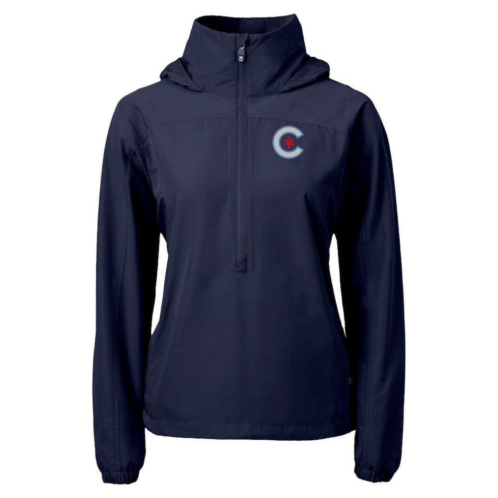 Chicago Cubs Cutter & Buck Women's City Connect Charter Eco Recycled Half-Zip Anorak Jacket - MLB