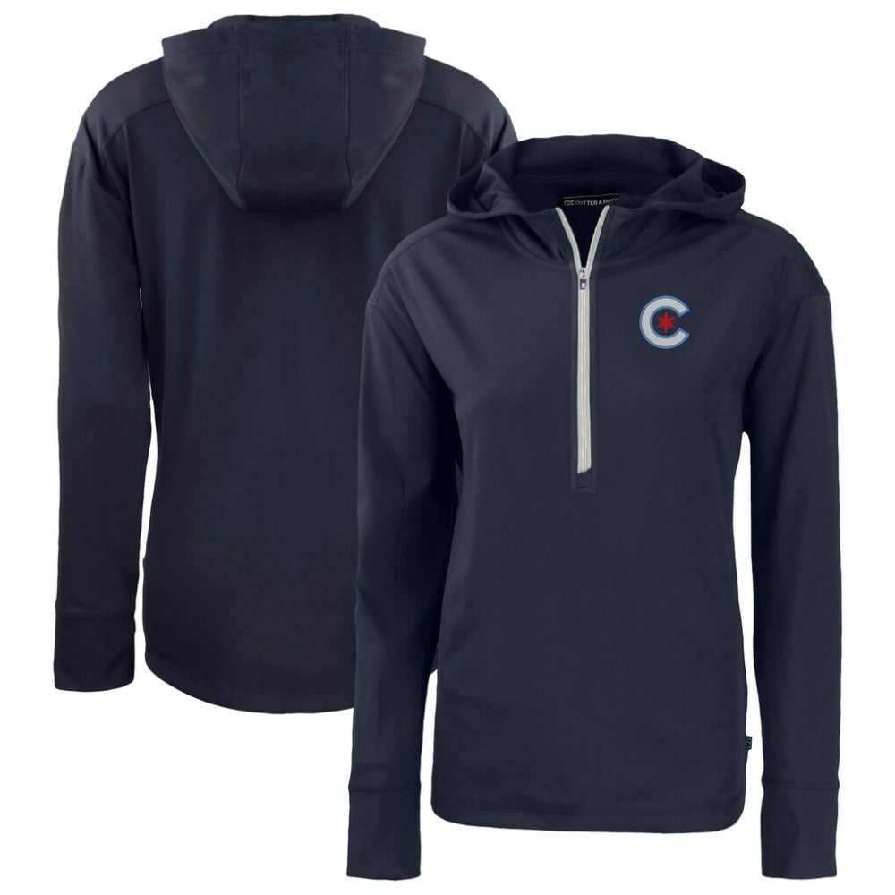 Chicago Cubs Cutter & Buck Women's City Connect Daybreak Eco Recycled Half-Zip Hoodie - MLB