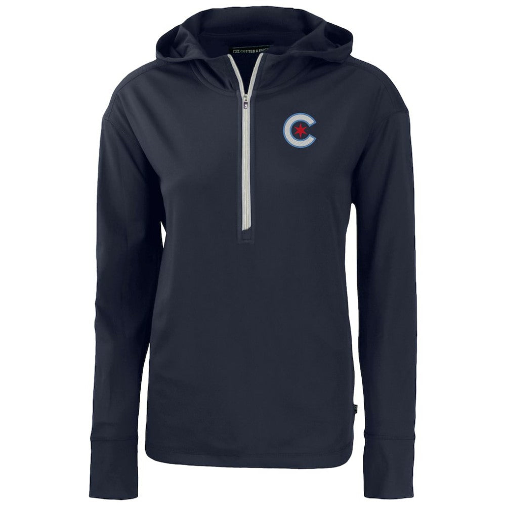 Chicago Cubs Cutter & Buck Women's City Connect Daybreak Eco Recycled Half-Zip Hoodie - MLB