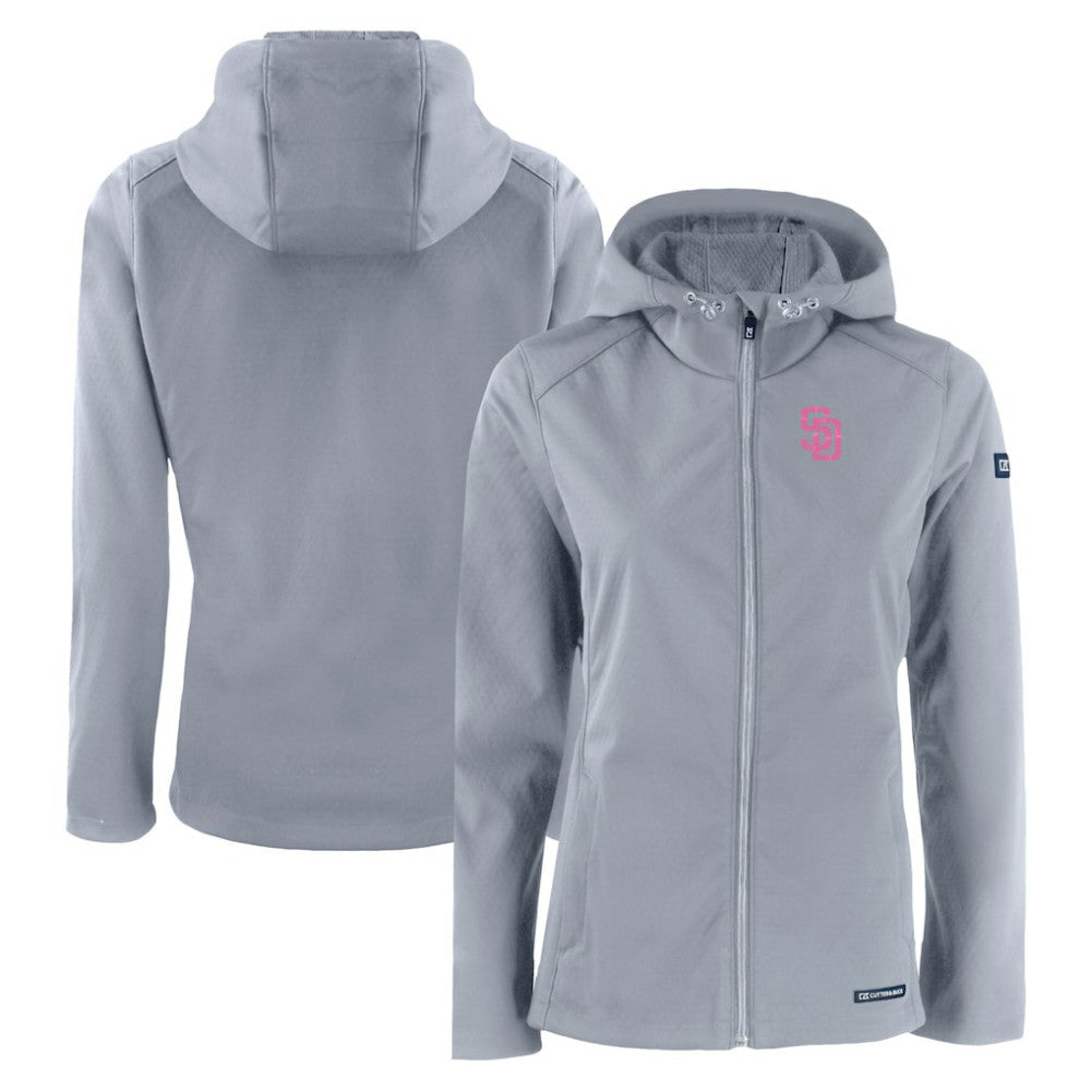 San Diego Padres Cutter & Buck Women's City Connect Evoke Eco Softshell Recycled Full-Zip Hoodie Jacket - MLB