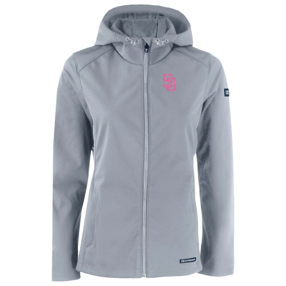 San Diego Padres Cutter & Buck Women's City Connect Evoke Eco Softshell Recycled Full-Zip Hoodie Jacket - MLB