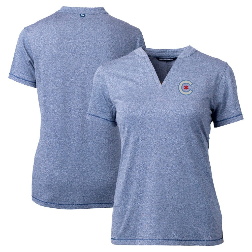 Chicago Cubs Cutter & Buck Women's City Connect Forge Heathered Stretch Blade Top - MLB