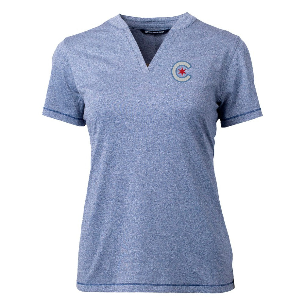 Chicago Cubs Cutter & Buck Women's City Connect Forge Heathered Stretch Blade Top - MLB