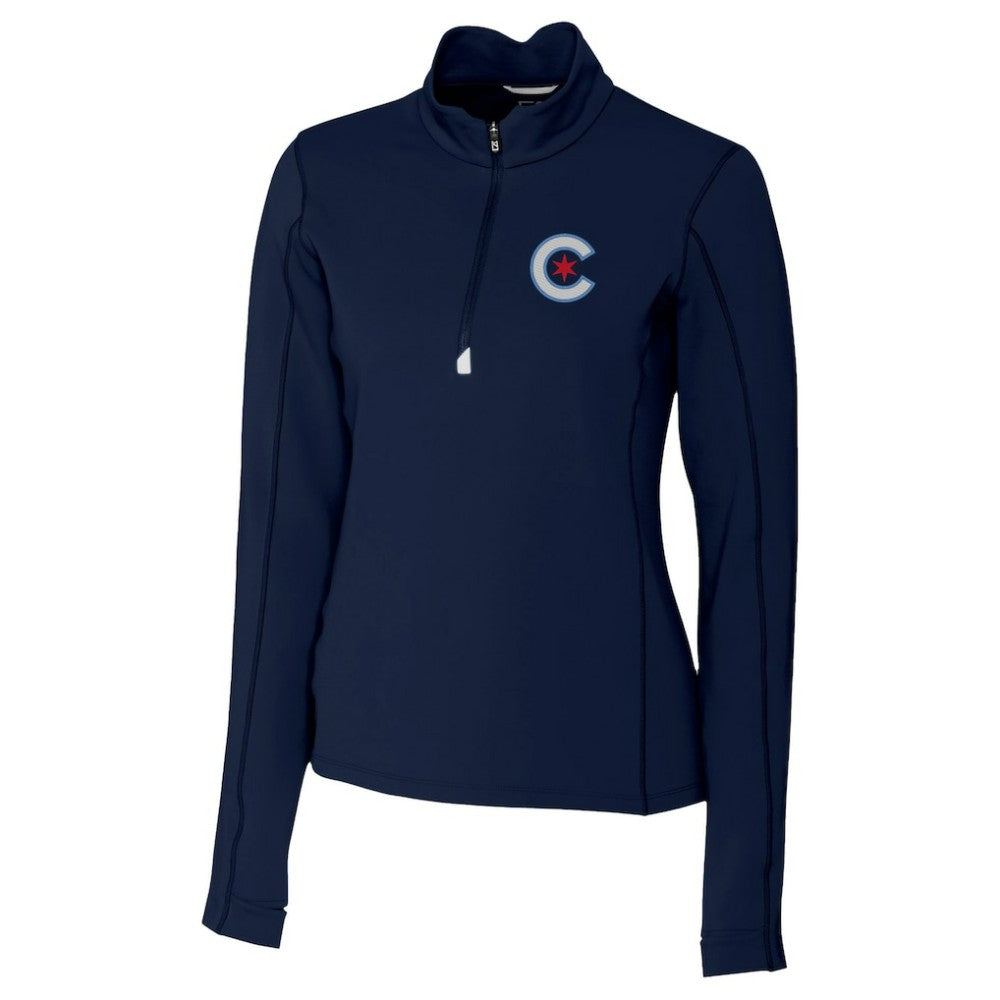 Chicago Cubs Cutter & Buck Women's City Connect Traverse Stretch Quarter-Zip Pullover Top - MLB
