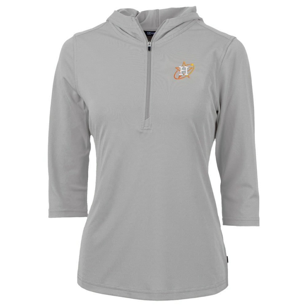 Houston Astros Cutter & Buck Women's City Connect Virtue Eco Pique Recycled Half-Zip Pullover Hoodie - MLB