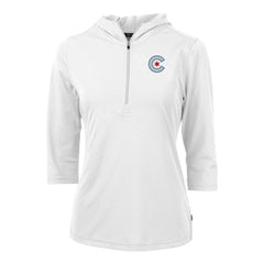 Chicago Cubs Cutter & Buck Women's City Connect Virtue Eco Pique Recycled Half-Zip Pullover Hoodie - MLB