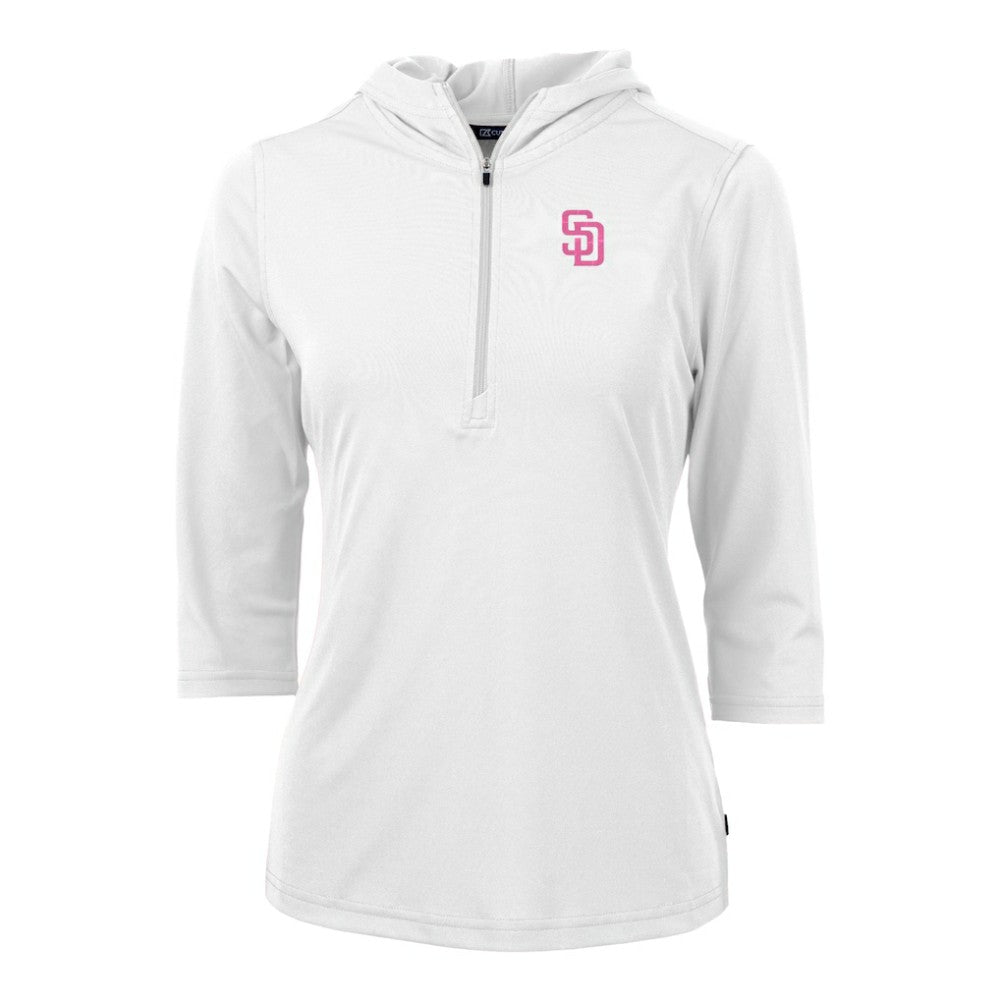 San Diego Padres Cutter & Buck Women's City Connect Virtue Eco Pique Recycled Half-Zip Pullover Hoodie - MLB