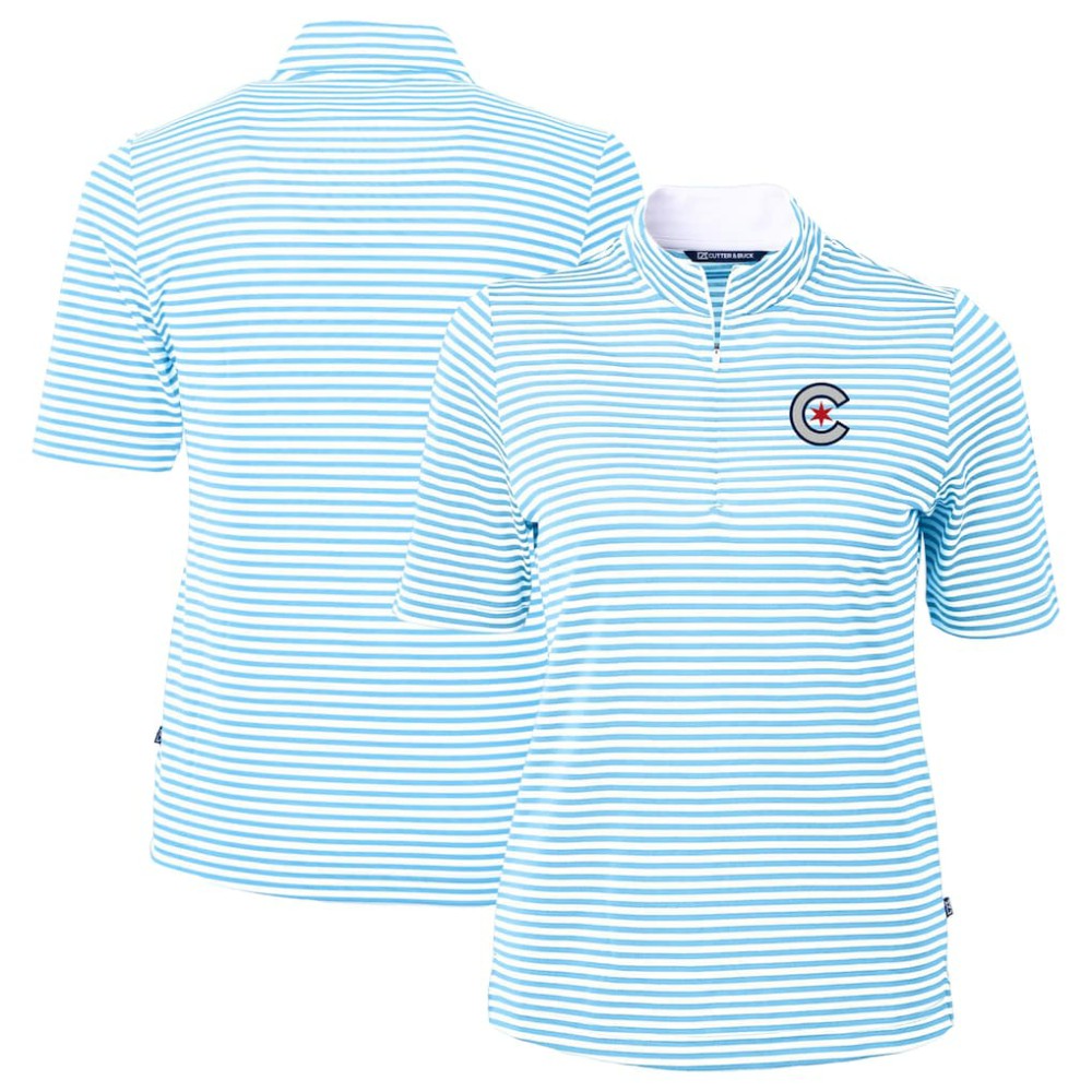 Chicago Cubs Cutter & Buck Women's City Connect Virtue Eco Pique Stripe Recycled Top - MLB