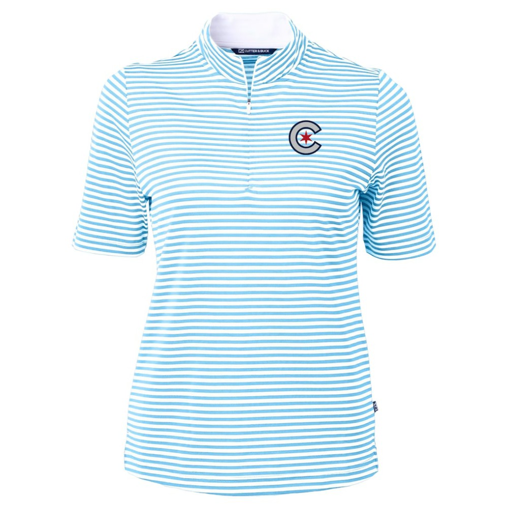 Chicago Cubs Cutter & Buck Women's City Connect Virtue Eco Pique Stripe Recycled Top - MLB