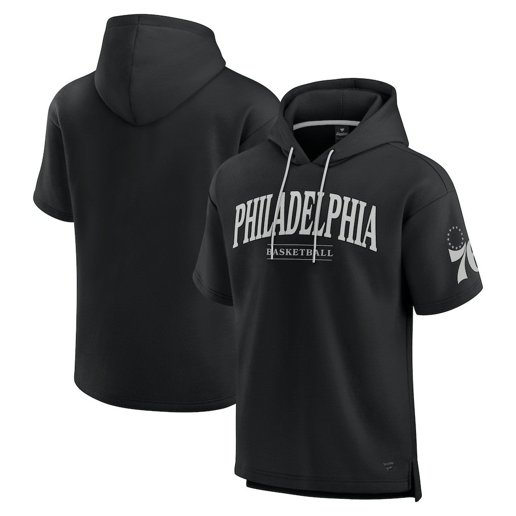 Philadelphia 76ers Elements Ready Short Sleeve Pullover Hoodie Black - NBA
