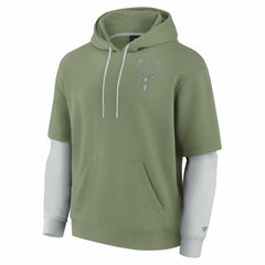 Milwaukee Bucks Elements Sleek Pullover Hoodie Olive - NBA