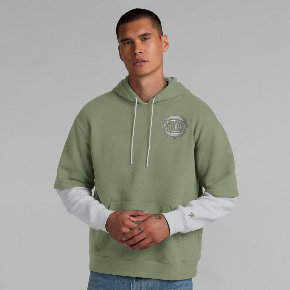 New York Knicks Elements Sleek Pullover Hoodie Olive - NBA