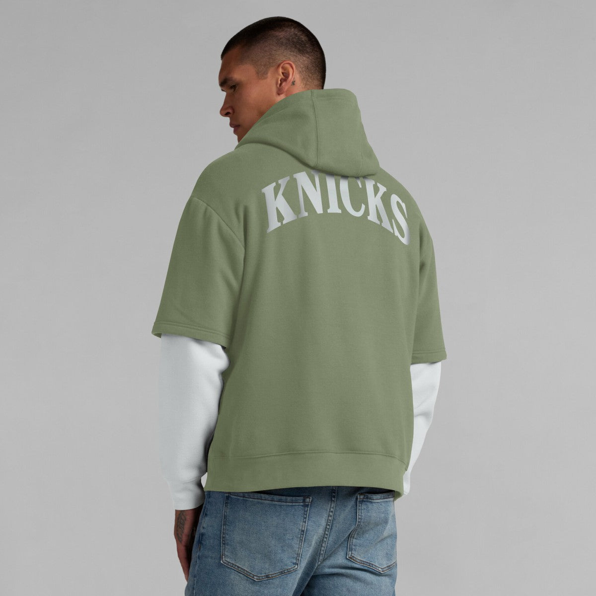 New York Knicks Elements Sleek Pullover Hoodie Olive - NBA