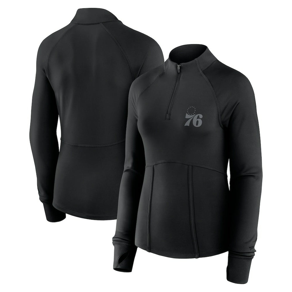 Philadelphia 76ers Women's Elements Match Raglan Quarter-Zip Top Black - NBA