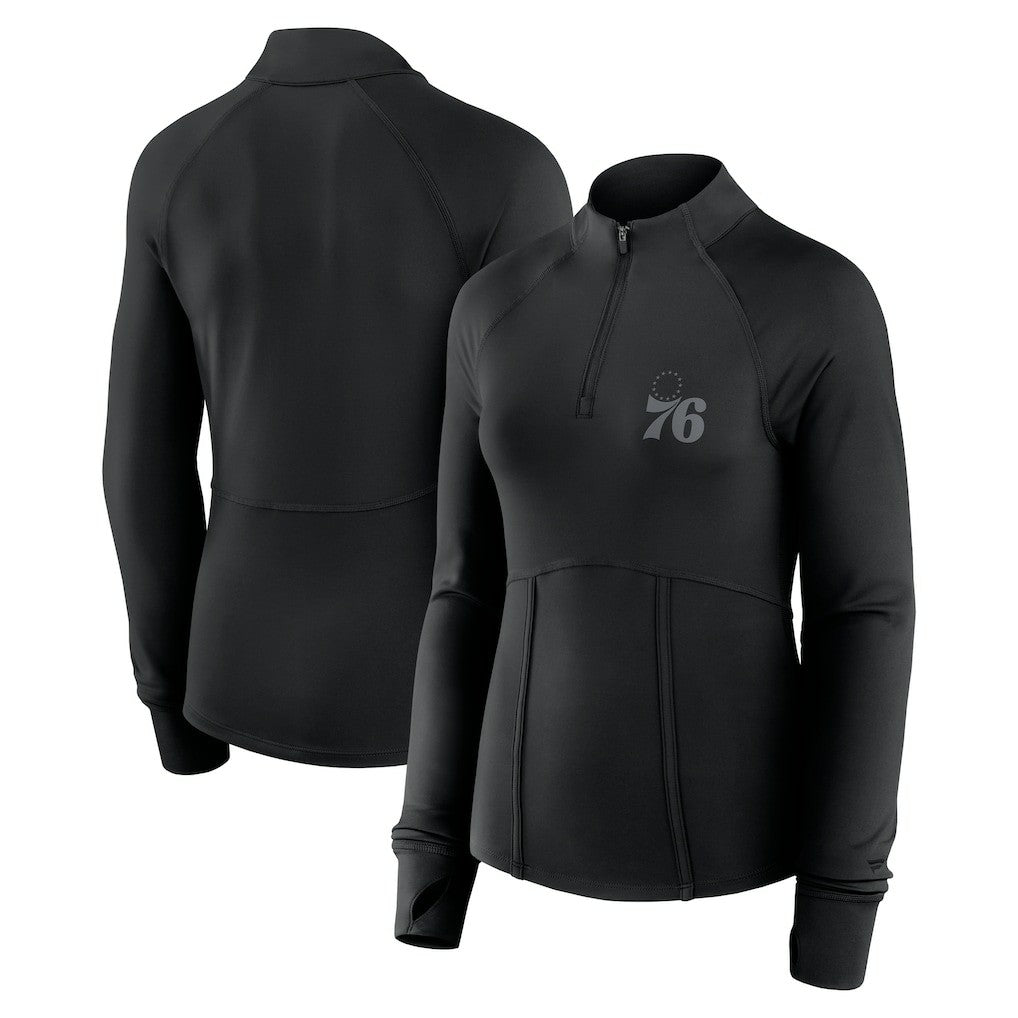Philadelphia 76ers Women's Elements Match Raglan Quarter-Zip Top Black - NBA