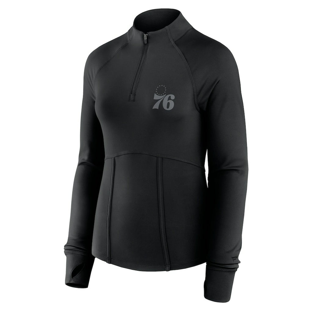 Philadelphia 76ers Women's Elements Match Raglan Quarter-Zip Top Black - NBA
