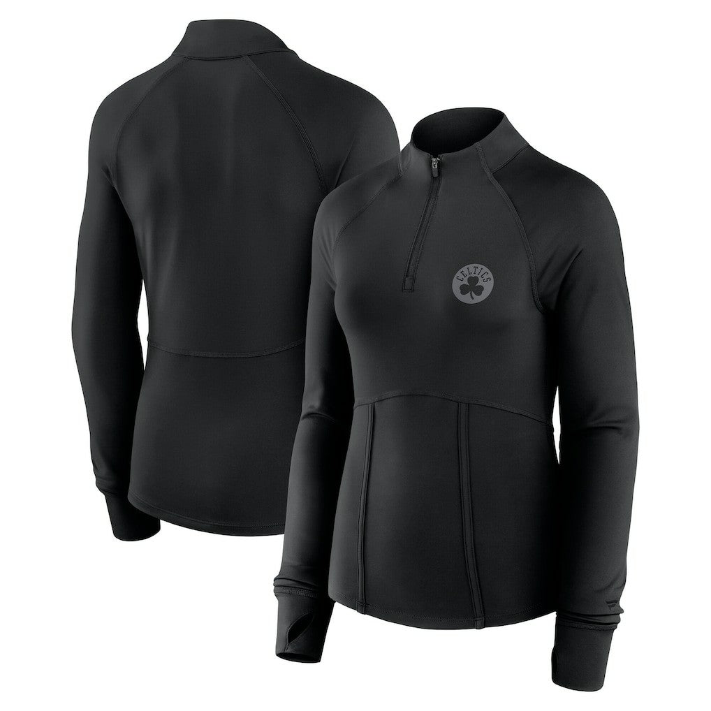 Boston Celtics Women's Elements Match Raglan Quarter-Zip Top Black - NBA